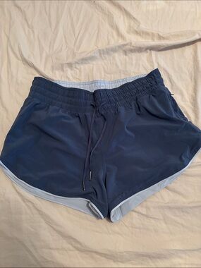 lululemon athletica Navy Blue Running Shorts with Light Blue Trim